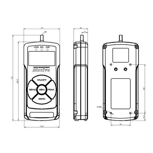 MTM系列内置传感器推拉力计结构尺寸图